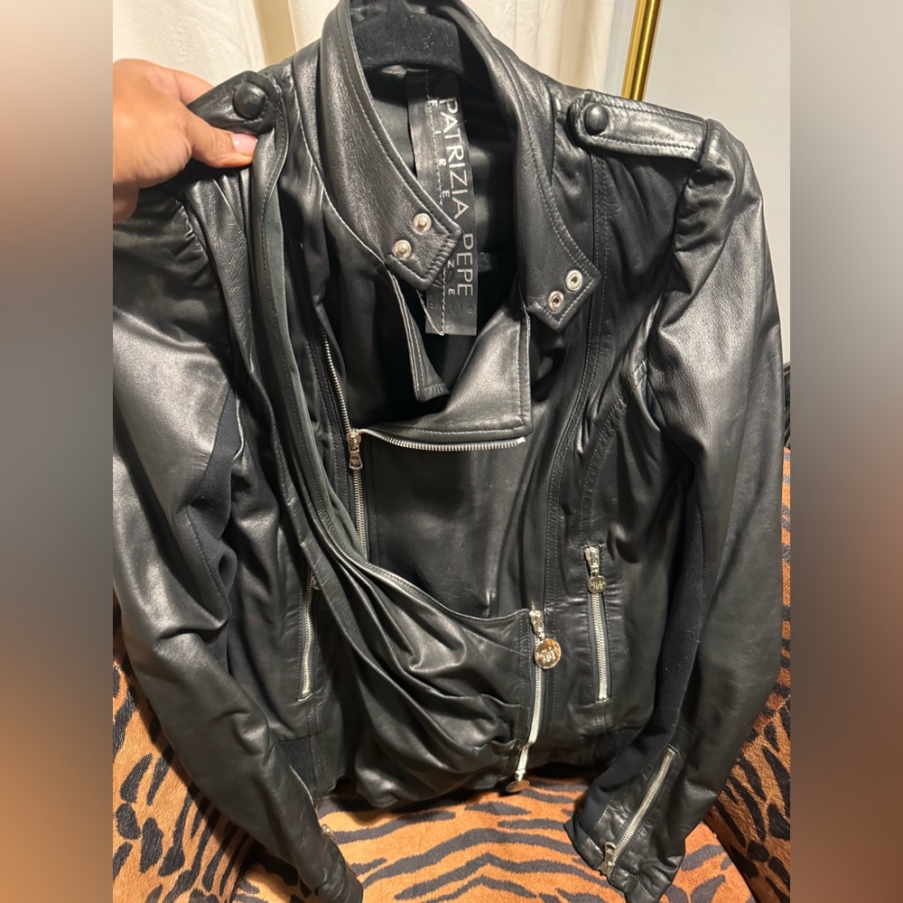 Patrizia Pepe draped fitted 100% leather